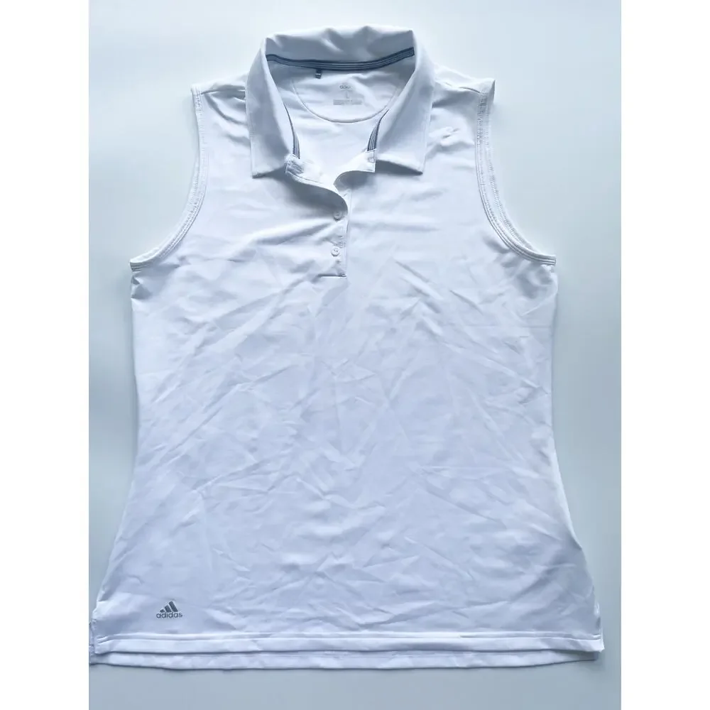 Women's Adidas Golf White Sleeveless Polo Shirt Size Large - Picture 1 of 8